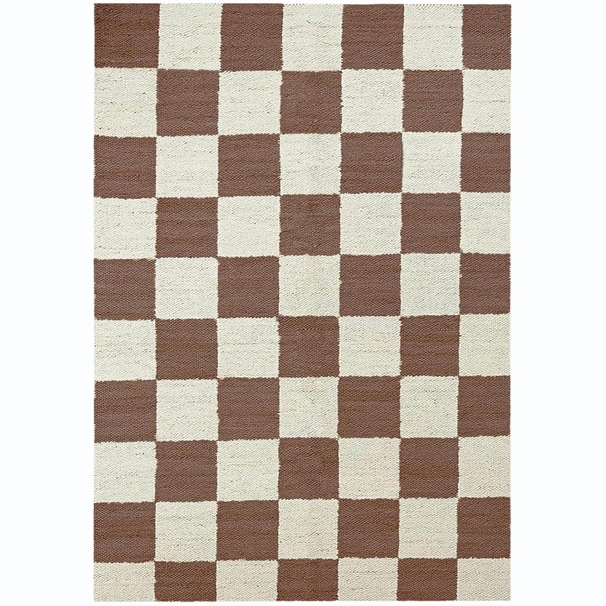Brown Checkered Jute Hemp Area Rug Handwoven Eco-Friendly Carpet, Boho Farmhouse Décor