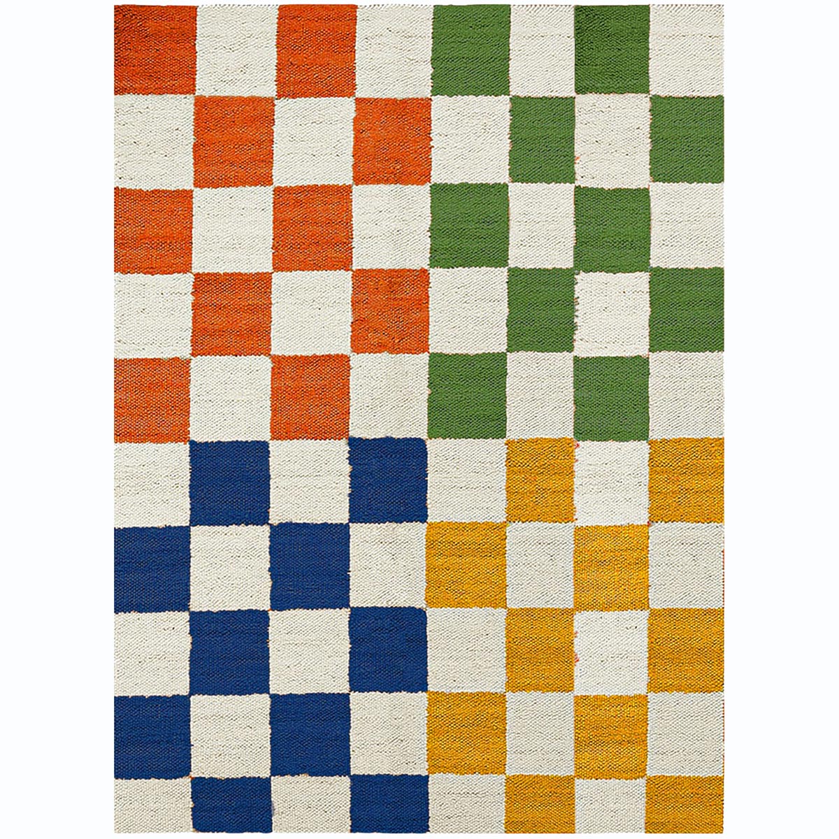 Handwoven Multicolor Checkered Jute Hemp Area Rug Boho Farmhouse Carpet