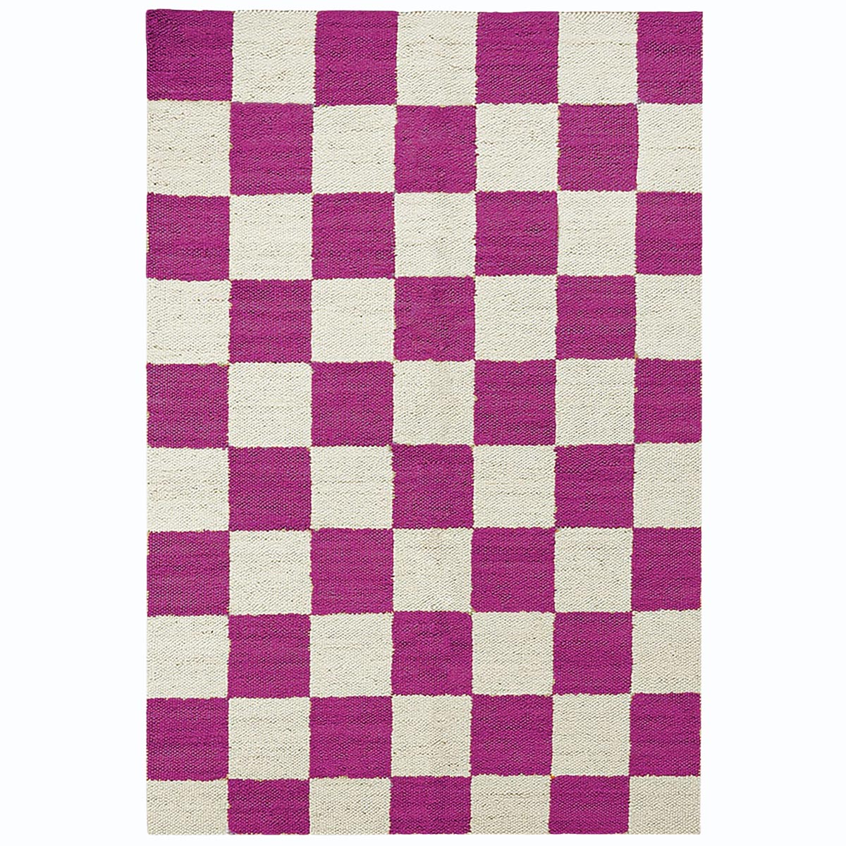 Pink Checkered Jute Hemp Rug Handwoven Boho Farmhouse Style